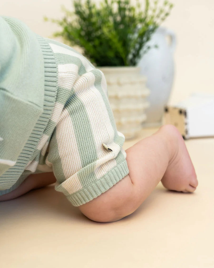 Palm Trees Embroidered Baby Sweater Shirt & Shorts Set (Organic Cotton)