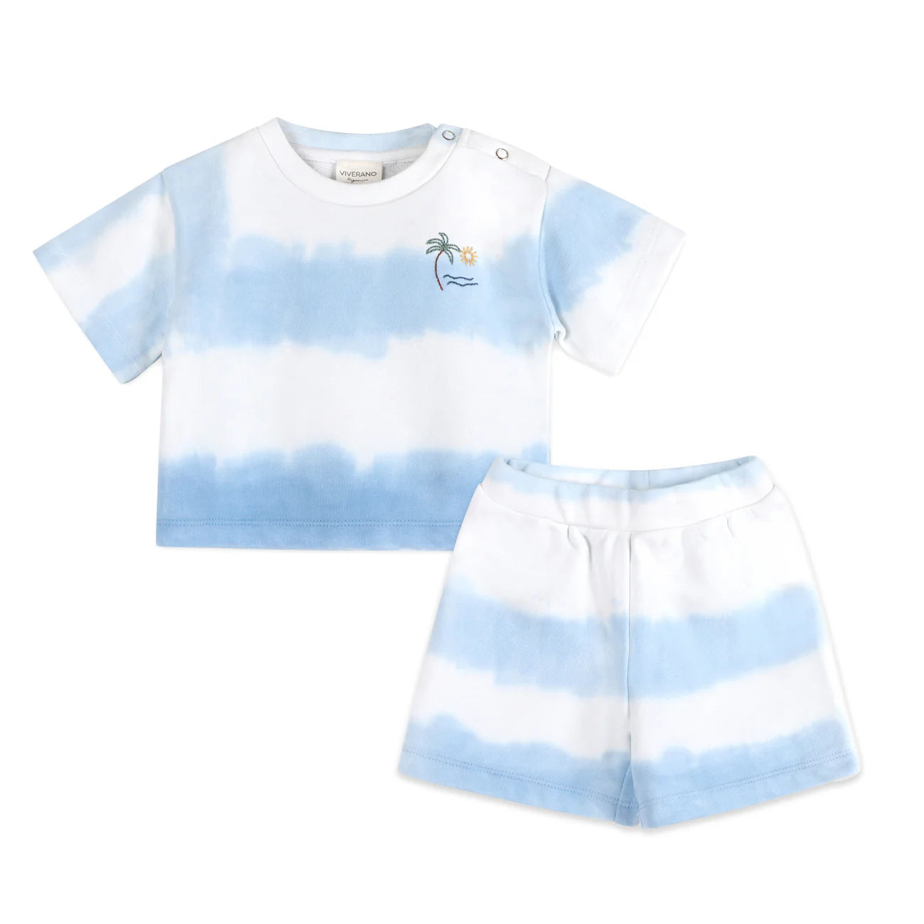 Blue Tie Dye Cozy Baby Tee + Shorts Set (Organic Jersey)