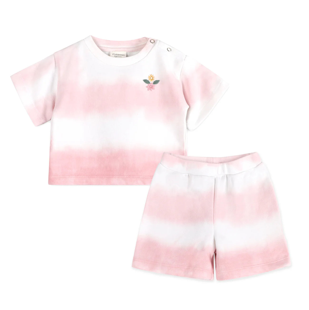 Pink Tie Dye Cozy Baby Tee + Shorts Set (Organic Jersey)