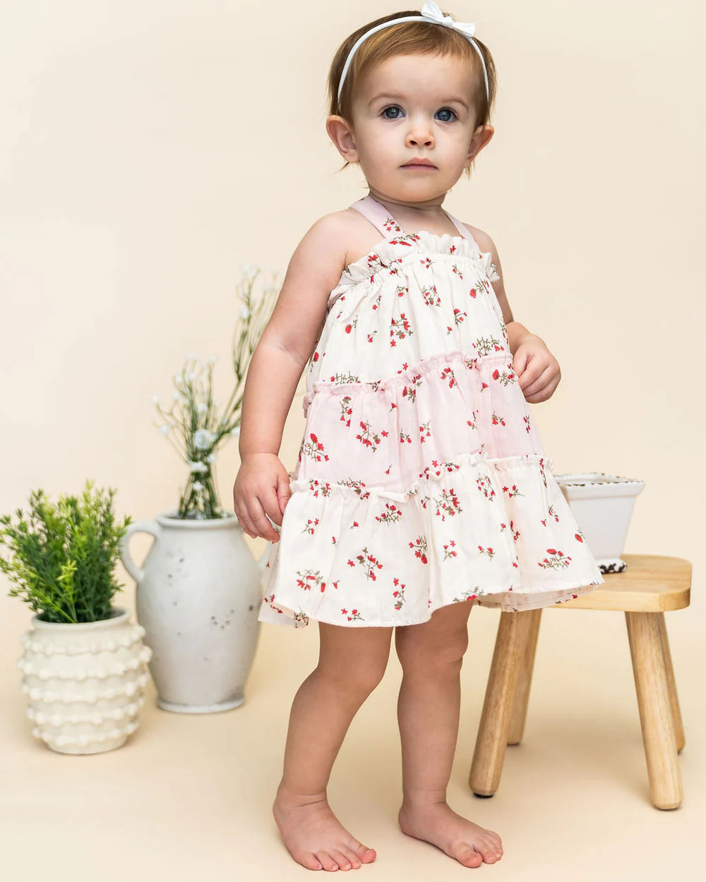 Bijou Tiered Floral Baby Dress + Bloomer (Organic)