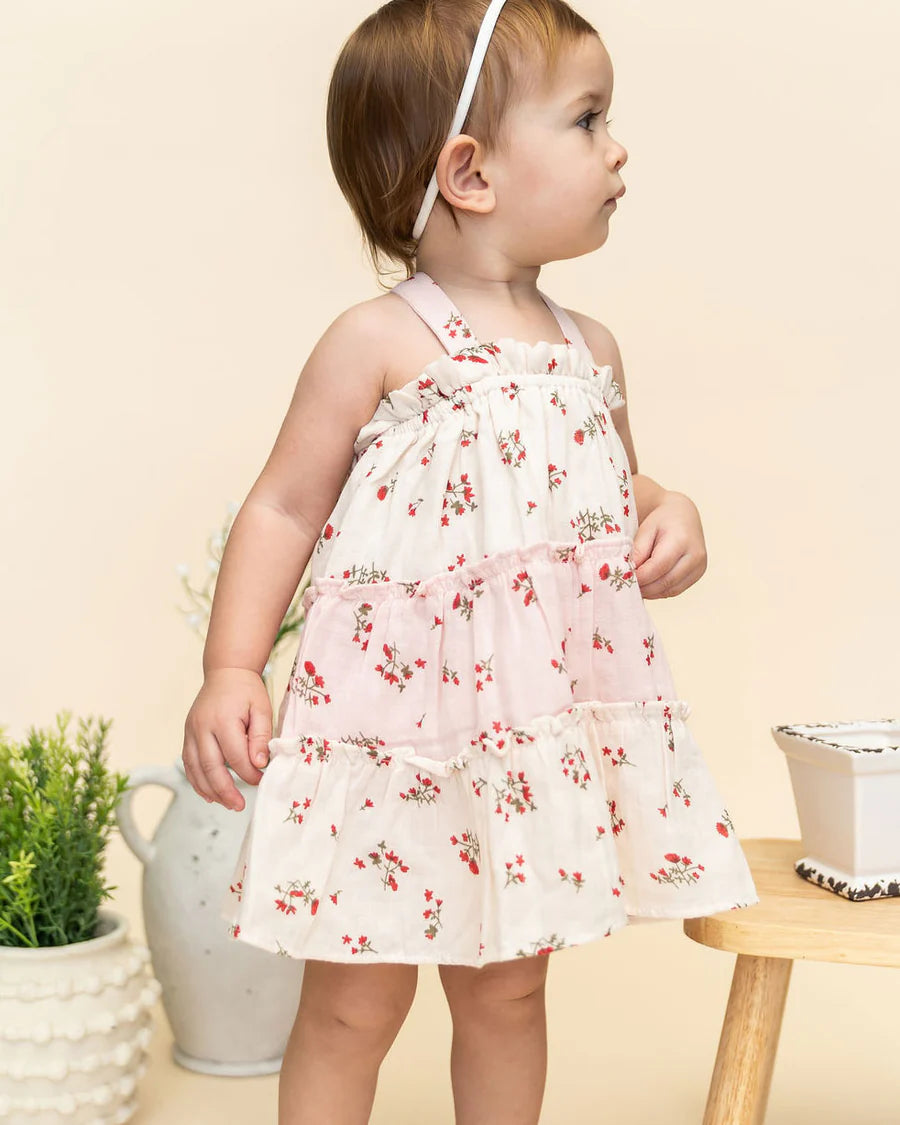 Bijou Tiered Floral Baby Dress + Bloomer (Organic)