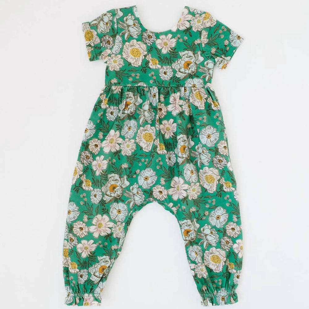 Rosie Baby Romper in Vintage Greens