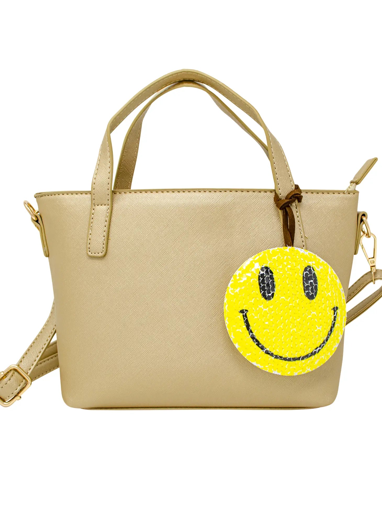 Leather Tote Bag with Charm