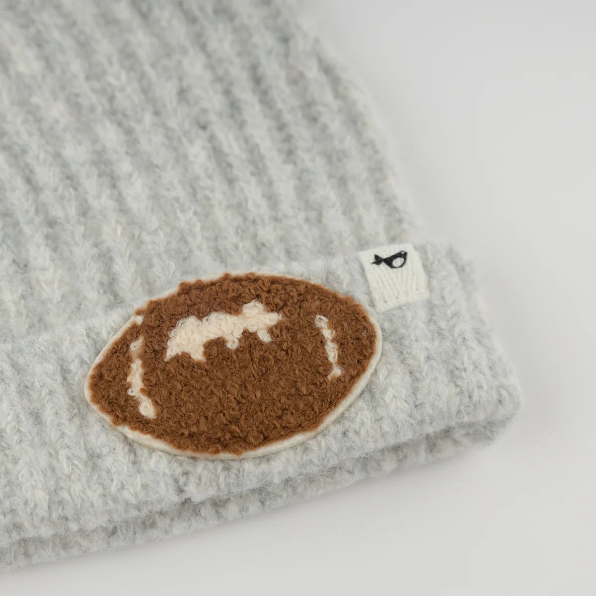 Knitted Football Patch Hat | Heather Gray