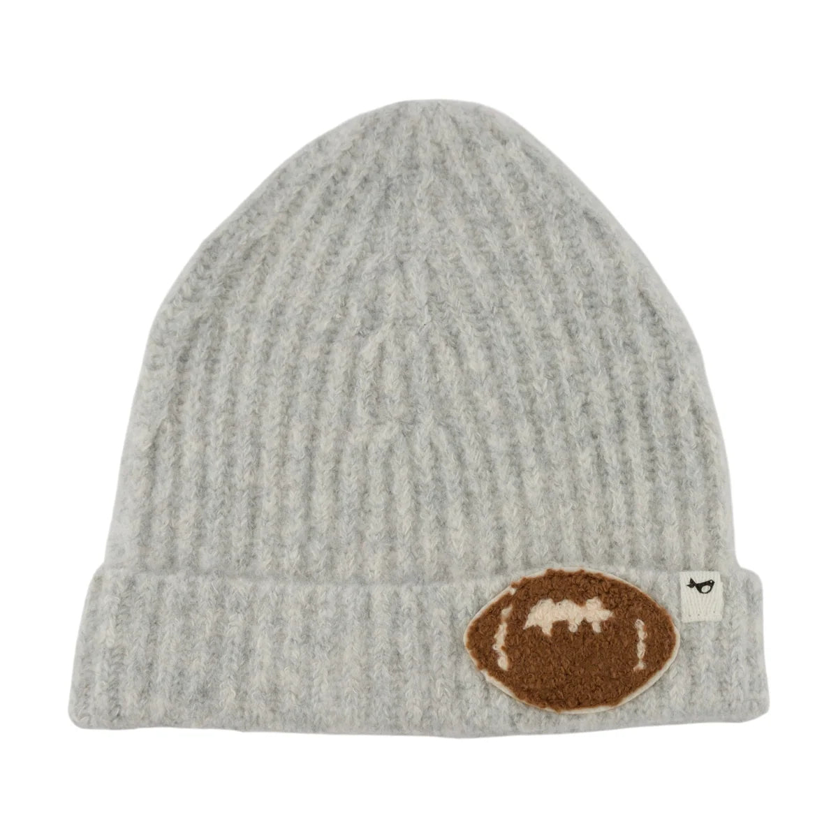 Knitted Football Patch Hat | Heather Gray