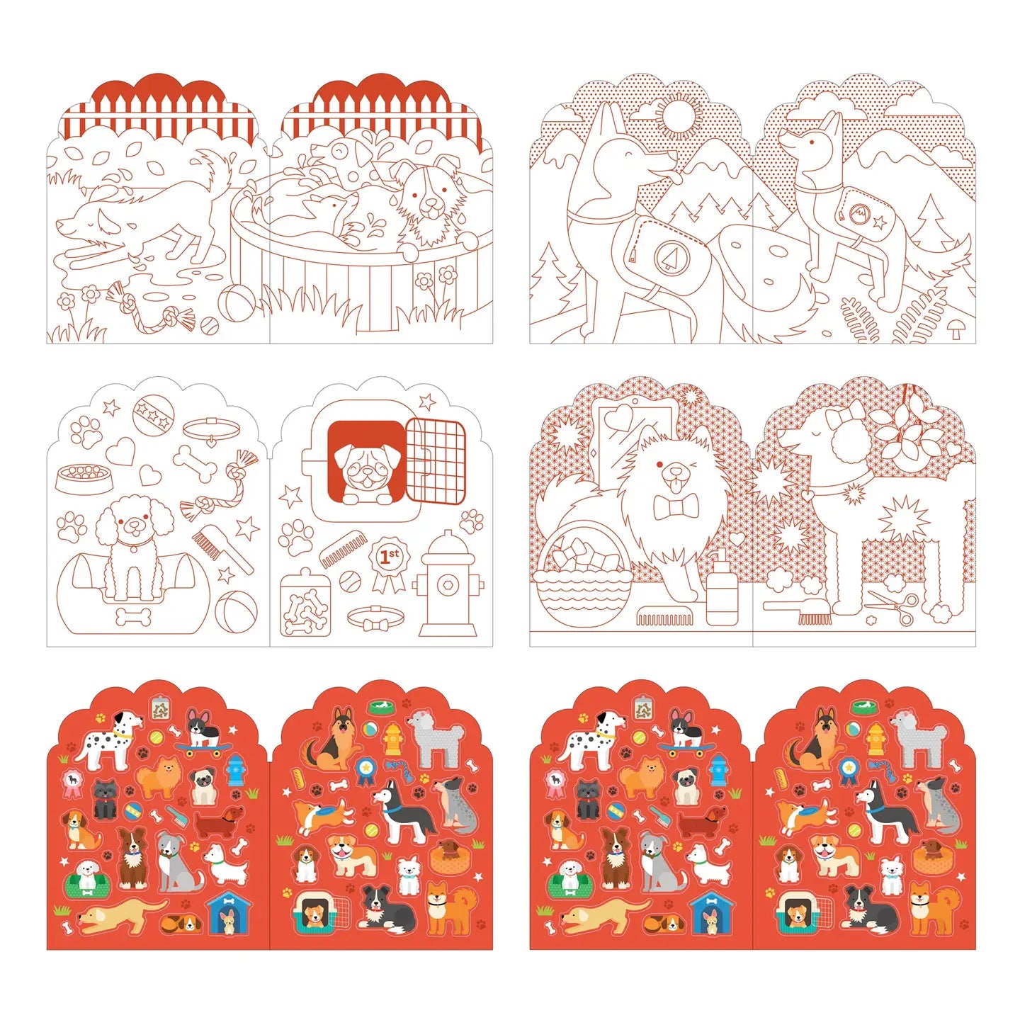 Dogs Coloring Book + Stickers