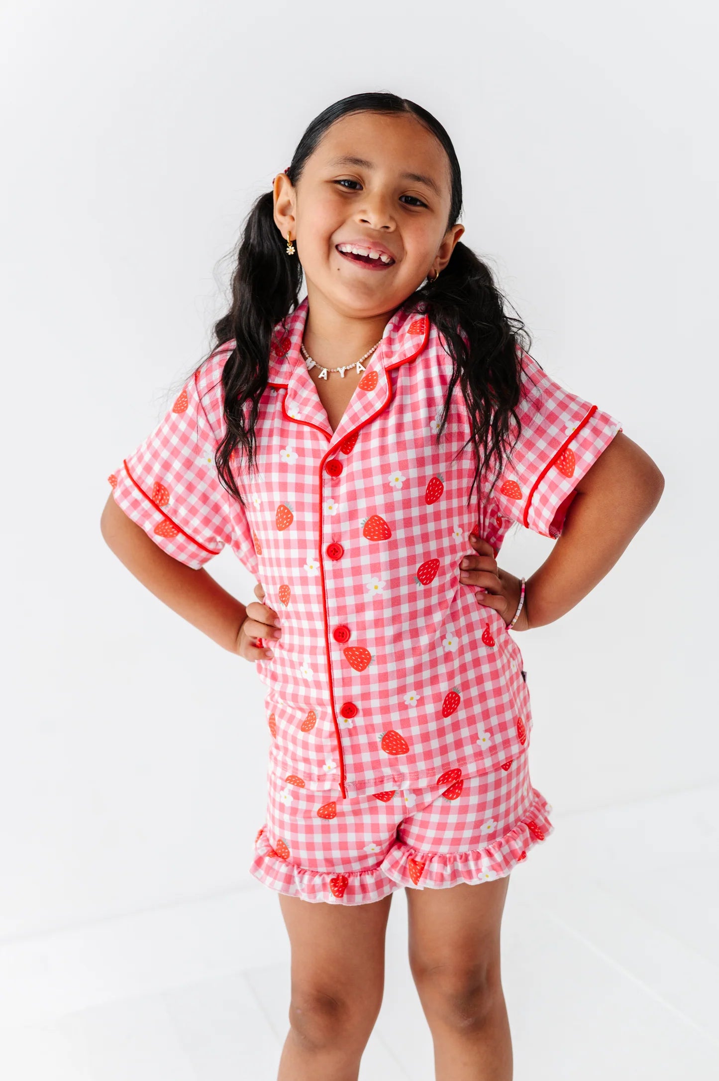 Strawberries & Dreams Button-Down Short Set Pajamas