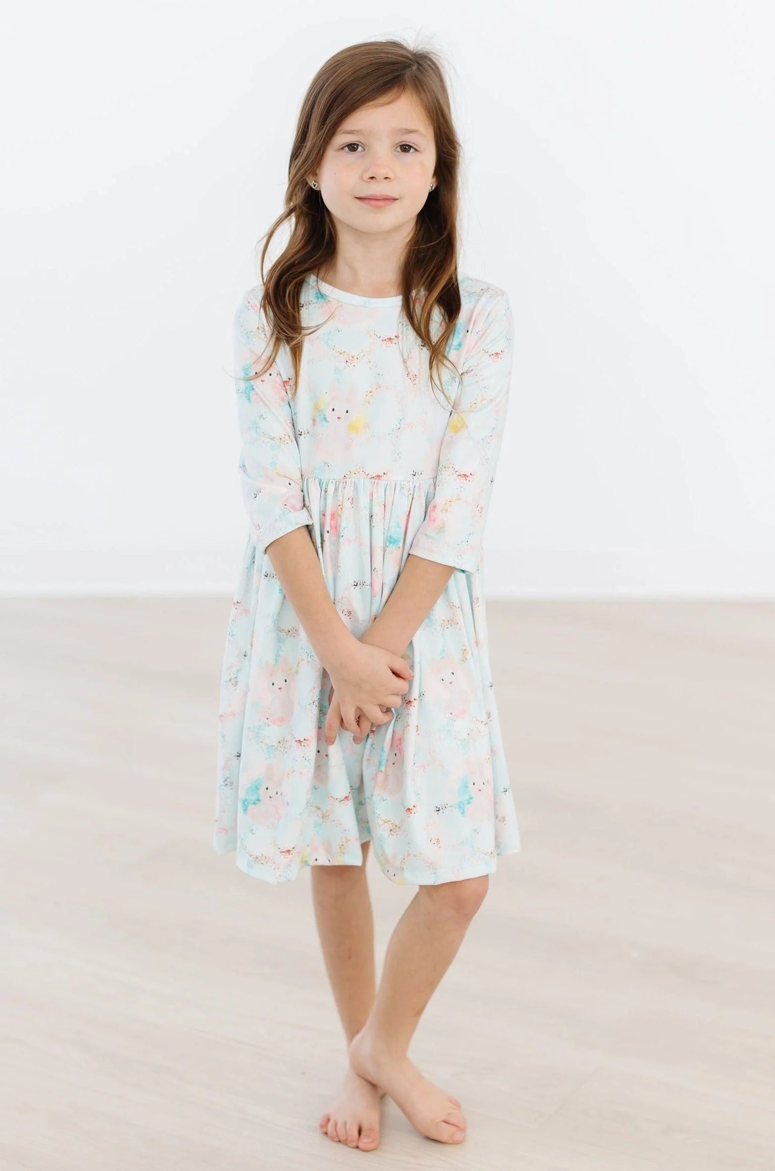 Bunny Dreams 3/4 Sleeve Pocket Twirl Dress