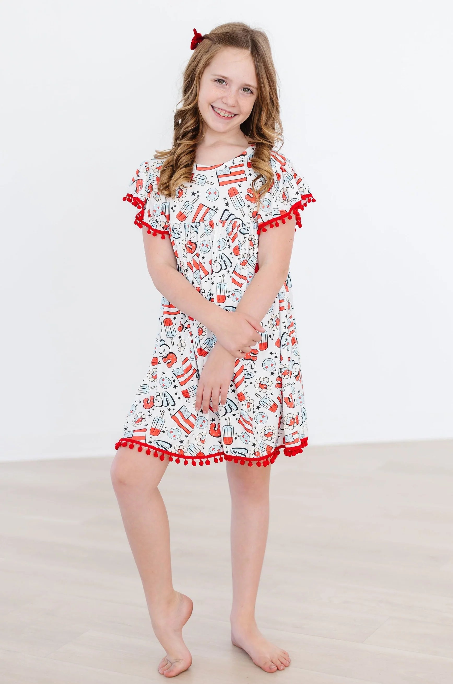 Star Spangled Cutie Pom Pom Dress