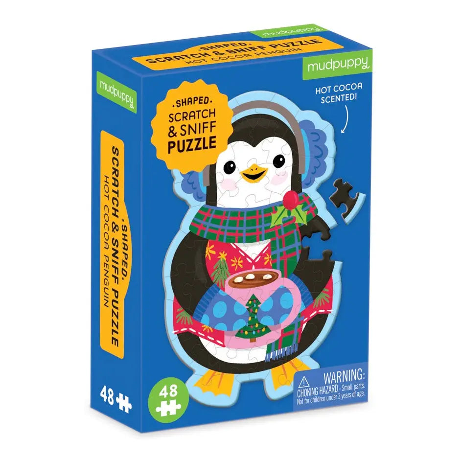 Hot Cocoa Penguin 48 Piece Scratch and Sniff Shaped Mini Puzzle