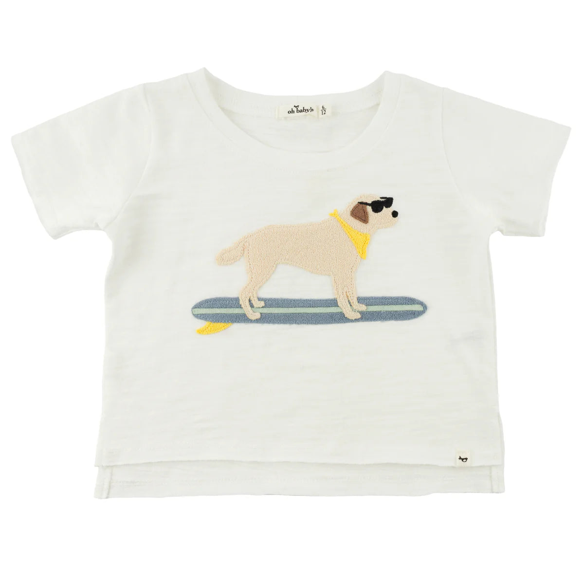 Surfing Dog Applique Raw Edge Tee