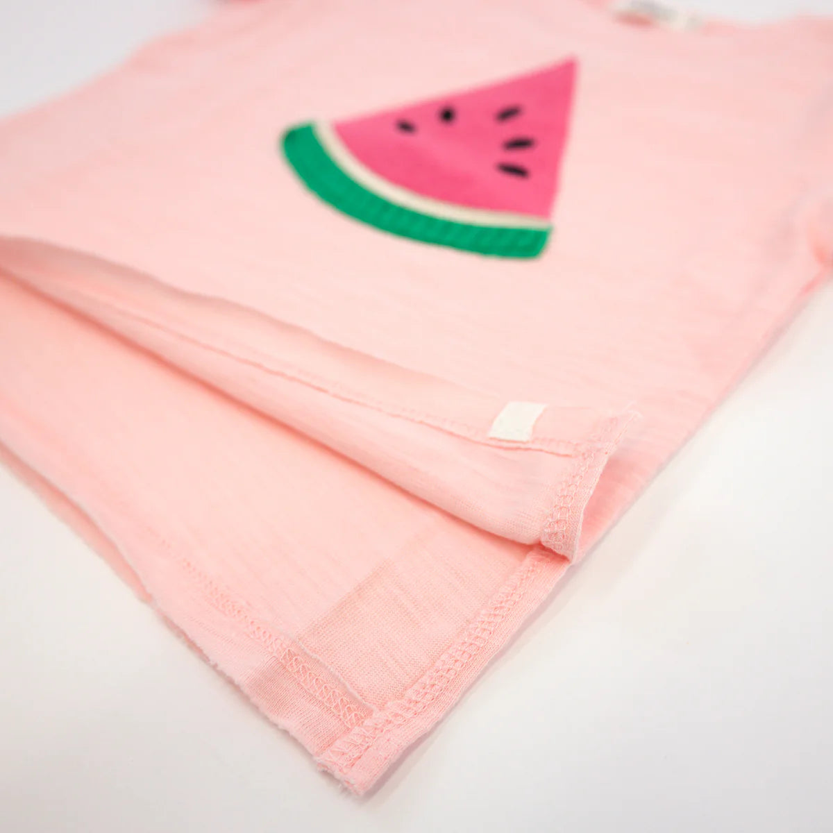 Watermelon Raw Edge Short Sleeve Cotton Tee