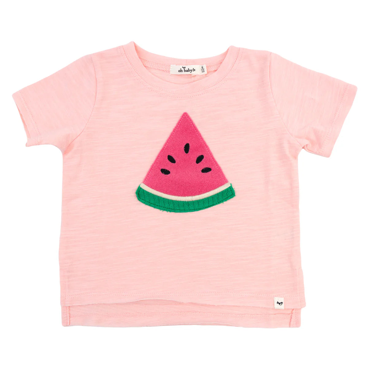 Watermelon Raw Edge Short Sleeve Cotton Tee