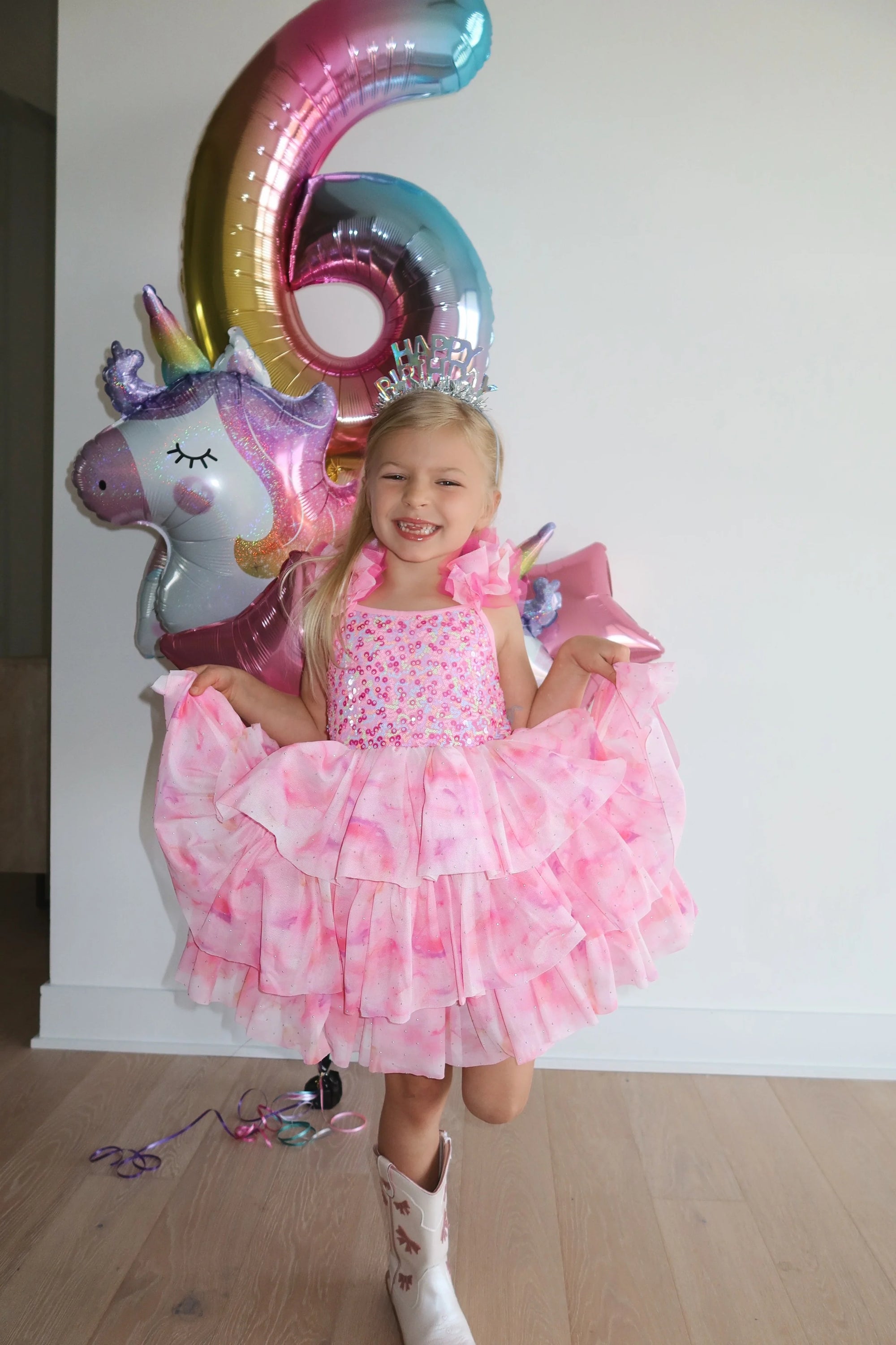 Ombre Pink Sparkle Tulle Dress