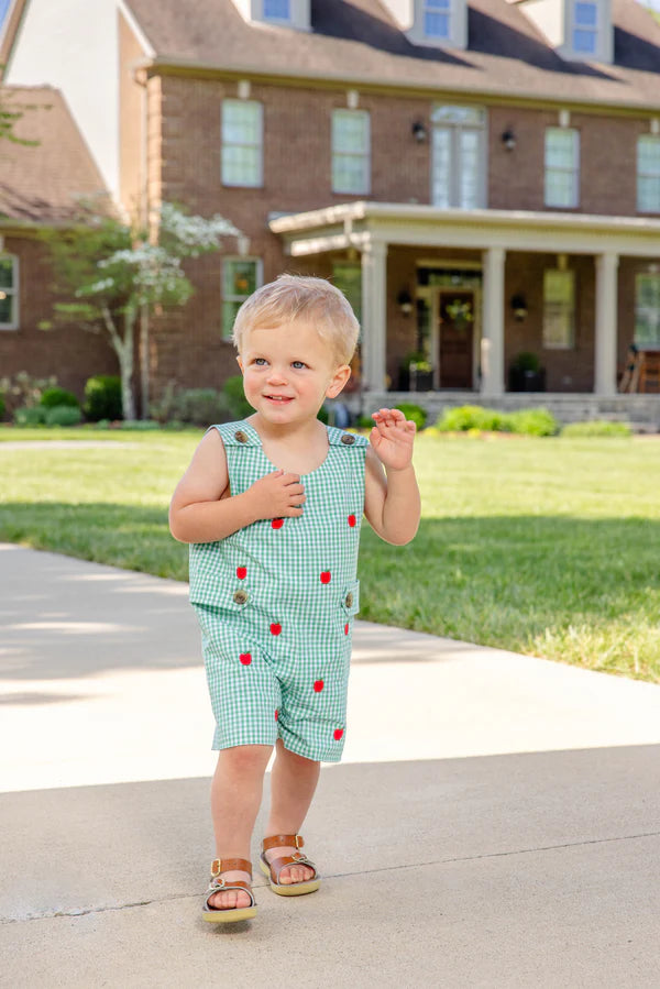 Green Mini Gingham with Apple Embroidery Jon Jon