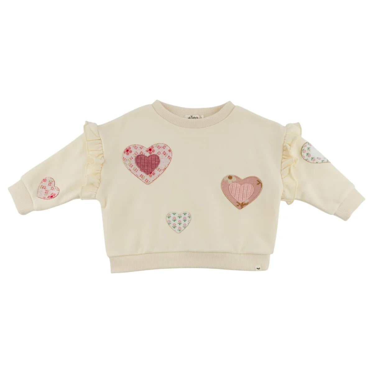 Millie Sweatshirt Multi Hearts Applique | Sugar Cookie