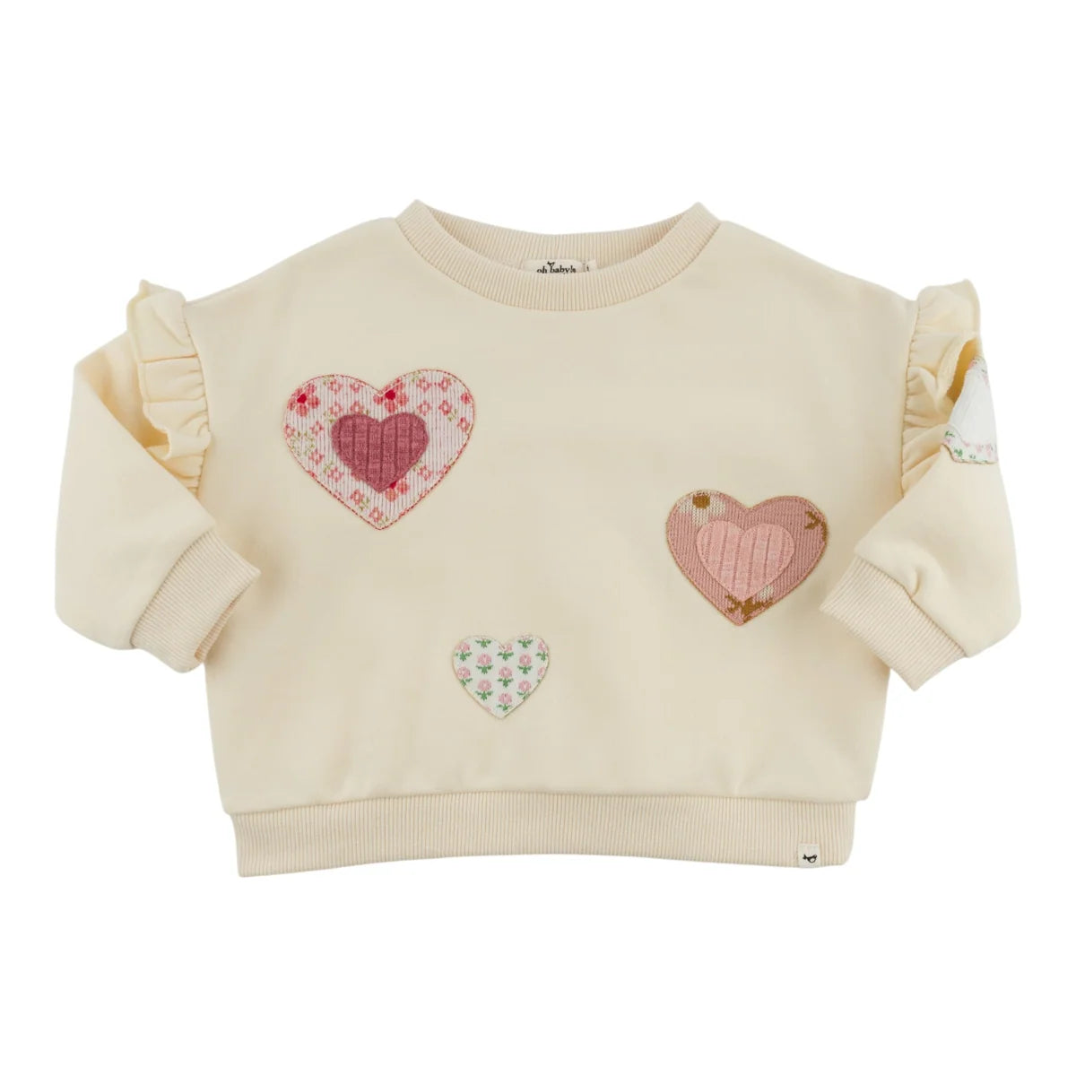 Millie Sweatshirt Multi Hearts Applique | Sugar Cookie