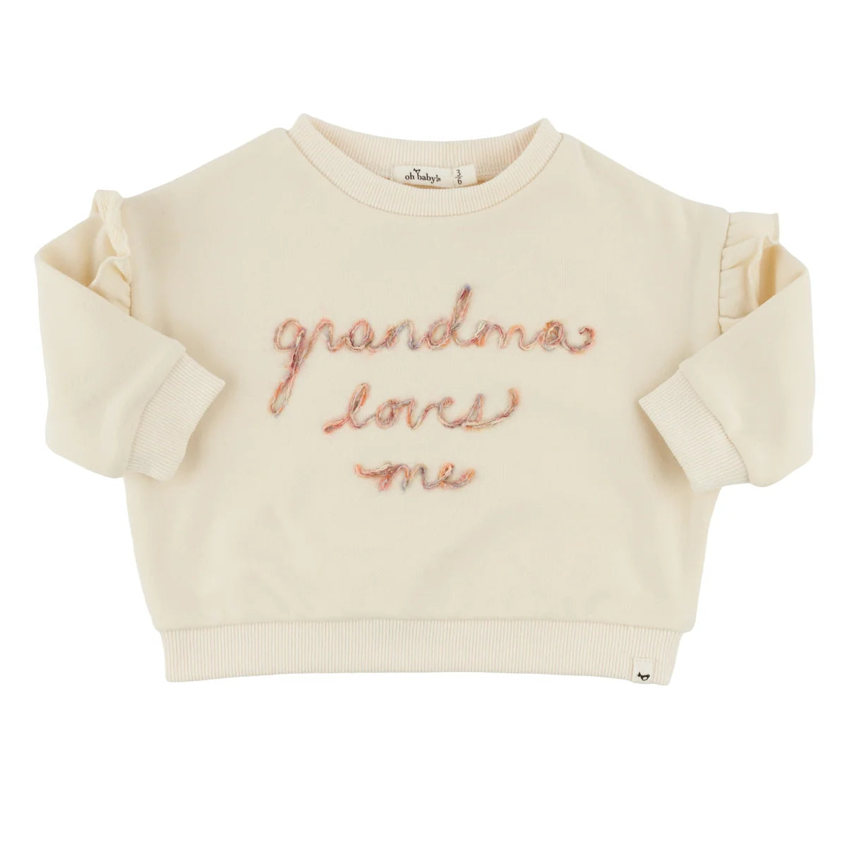 'Grandma Loves Me' Ruffle Slouch Sweatshirt