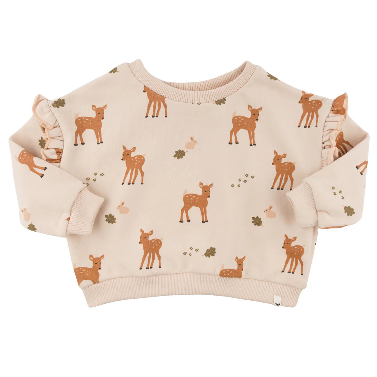 Millie Slouch Sweatshirt Deer Print in Pale Pink