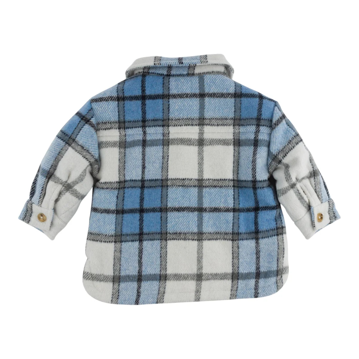 Plaid Sherpa Shacket | Dusty Blue