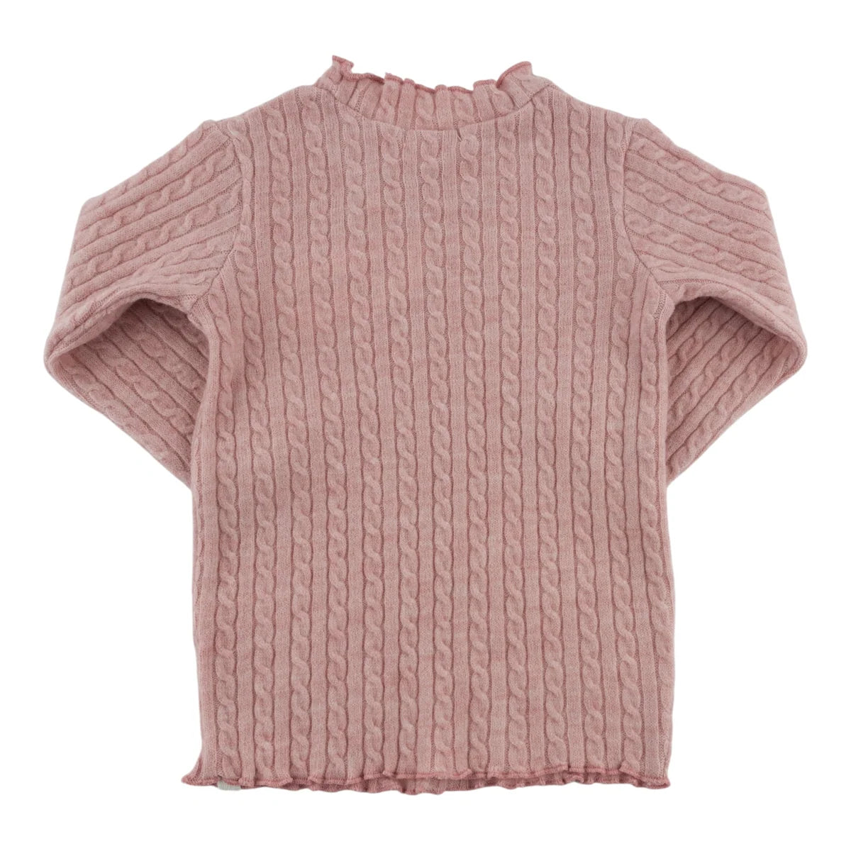 Cable Knit Mock Neck Long Sleeve Top | Dusty Pink