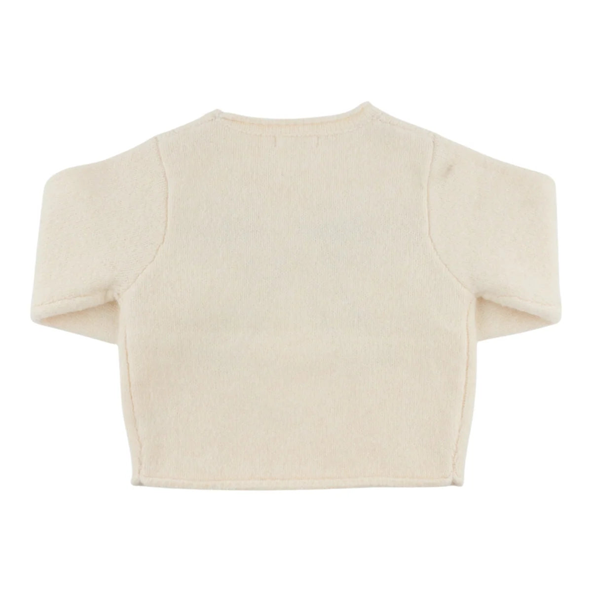 Bow Roll-Edge Knitted Pullover Sweater | Cream
