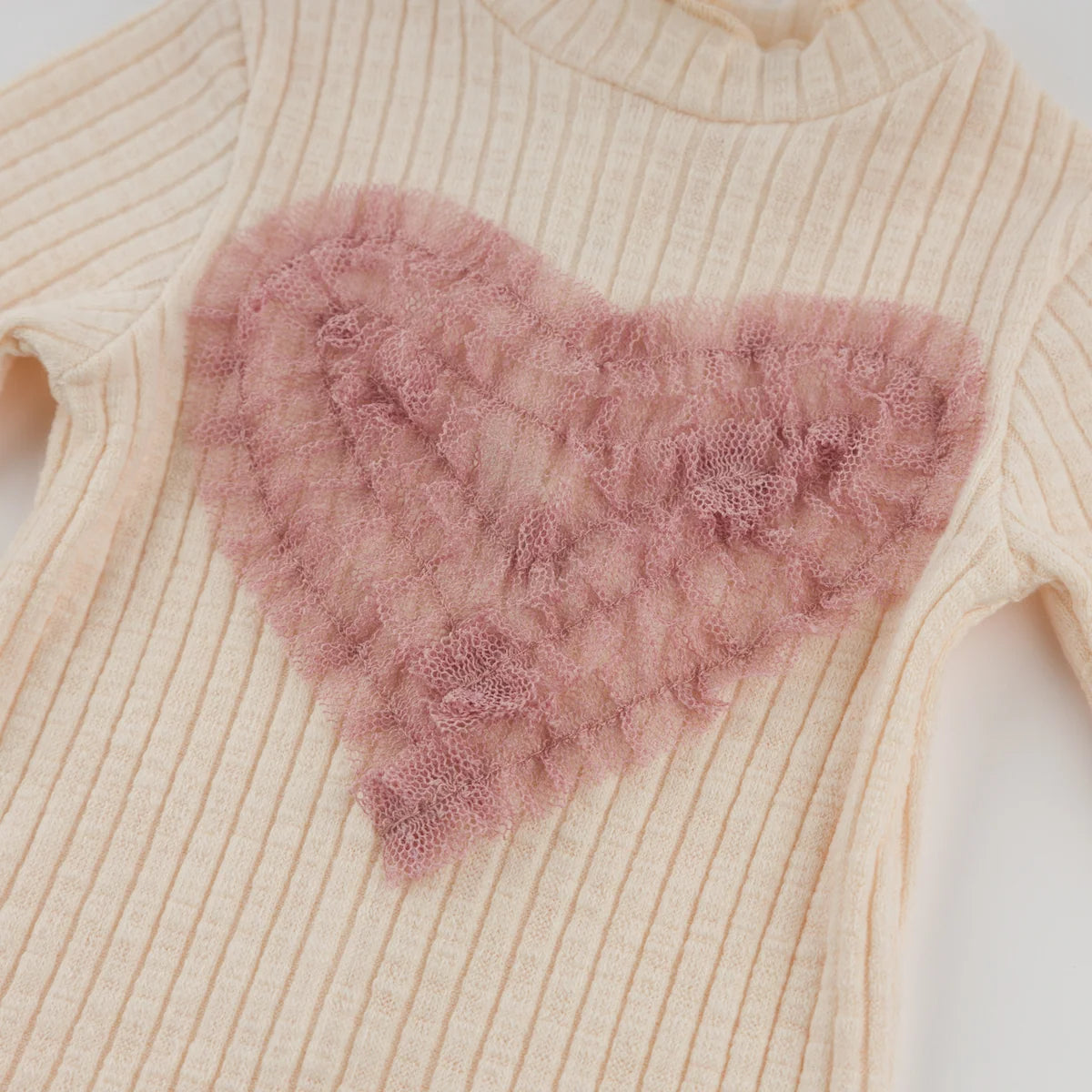 Mock Neck Onesie with Ruffle Heart