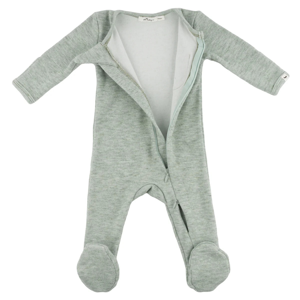 Honeycomb Zipper Footie with Pocket in Spruce