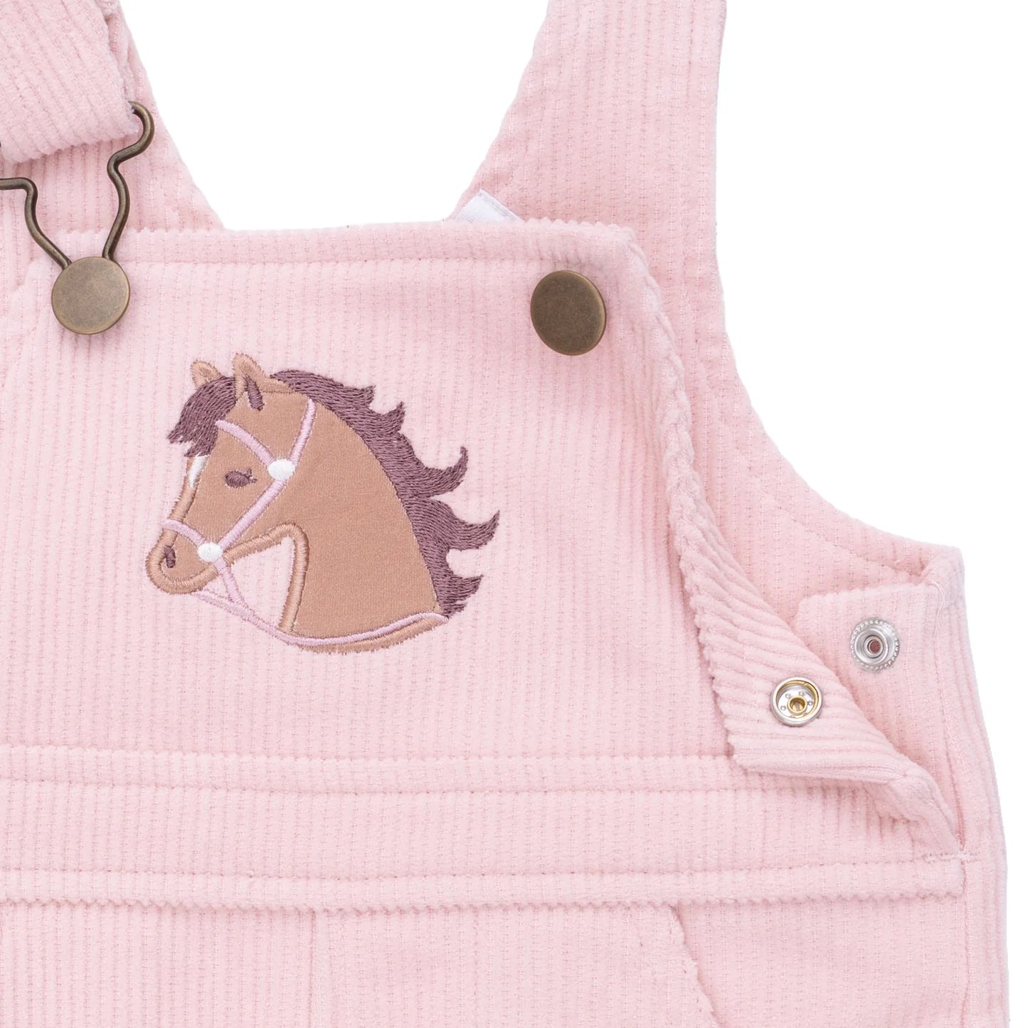 Pink Corduroy Old School Overall with Horse Applique