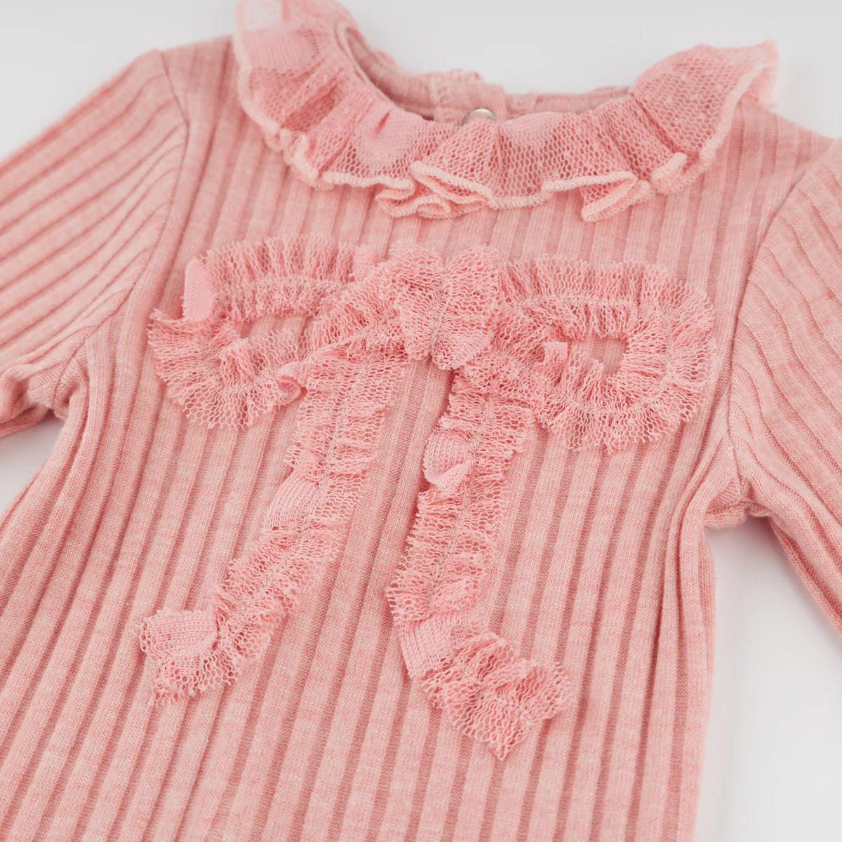 Pink Ruffle Bow Mess Collar Onesie