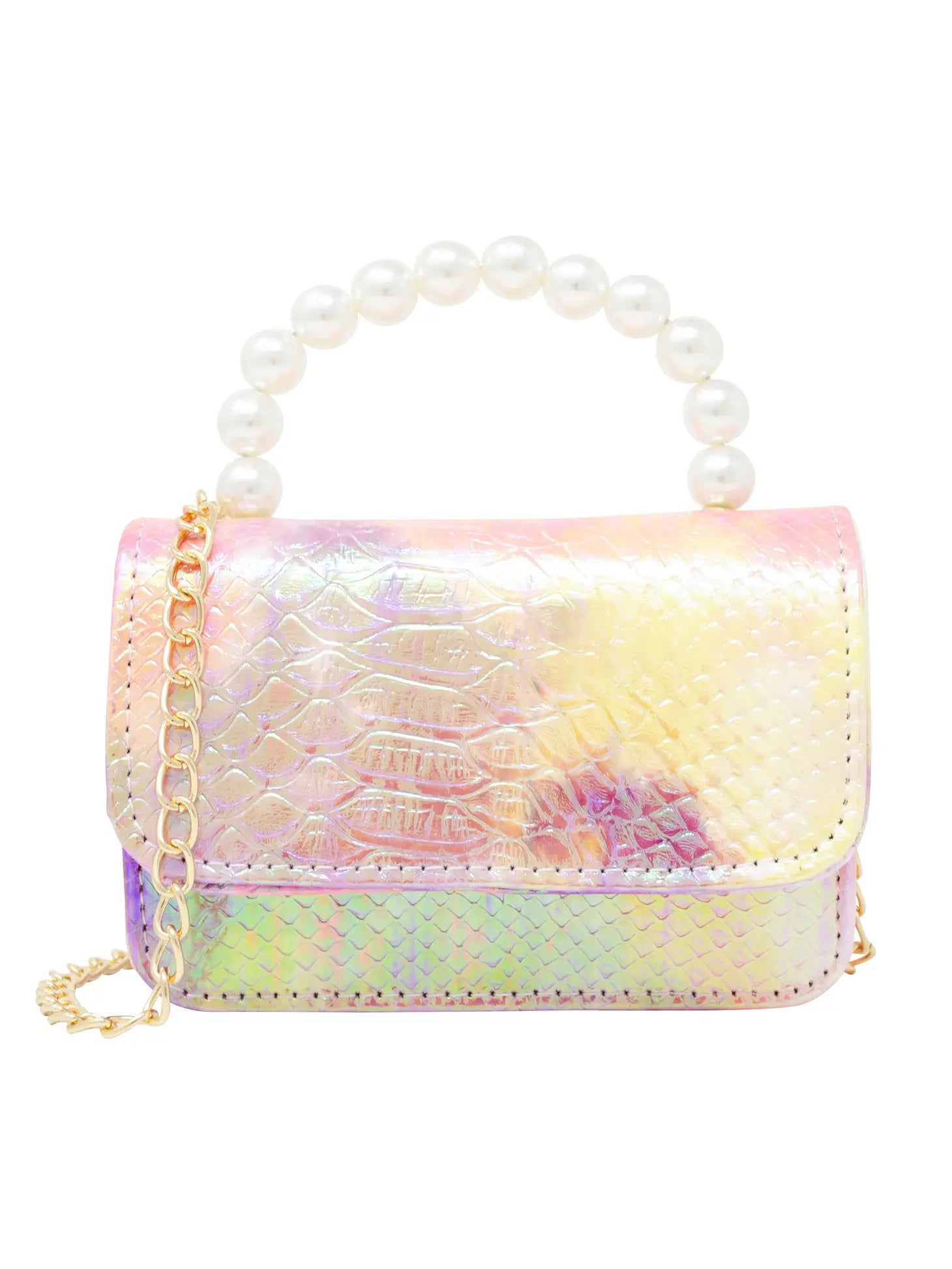 Tie Dye Crocodile Pearl Handle Bag