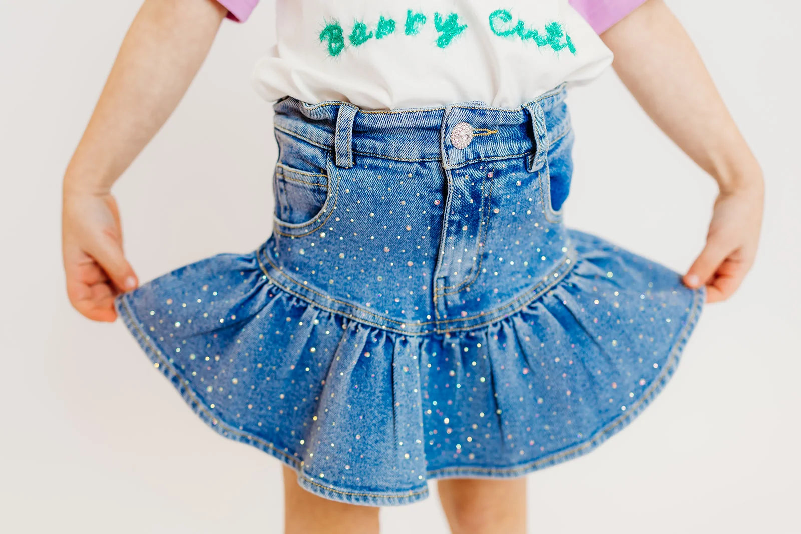 Denim Embellished Skort (PREORDER)
