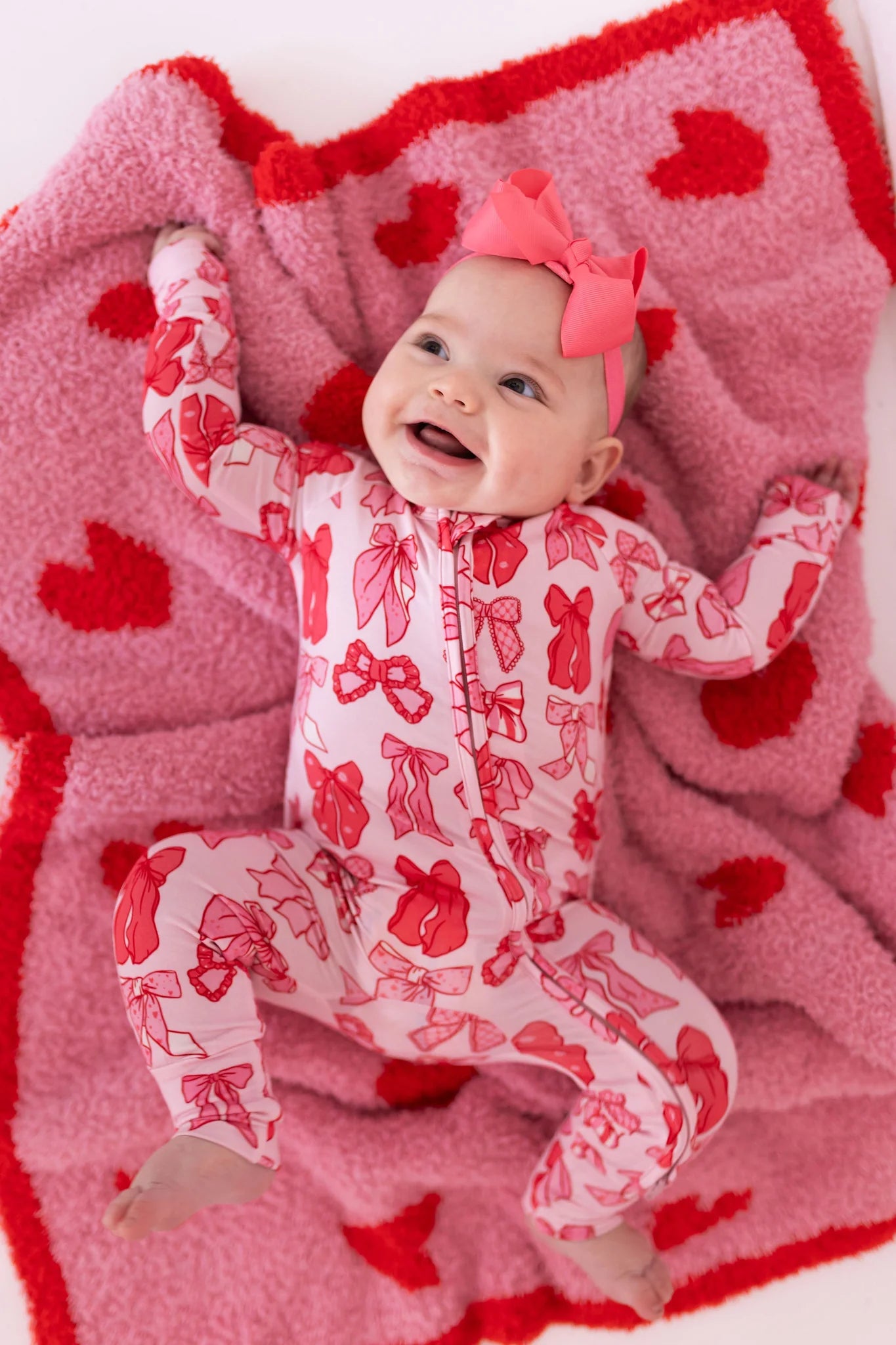 Valentine's Bow Zipper Romper