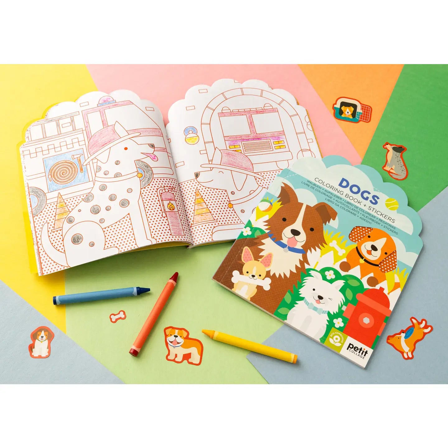Dogs Coloring Book + Stickers