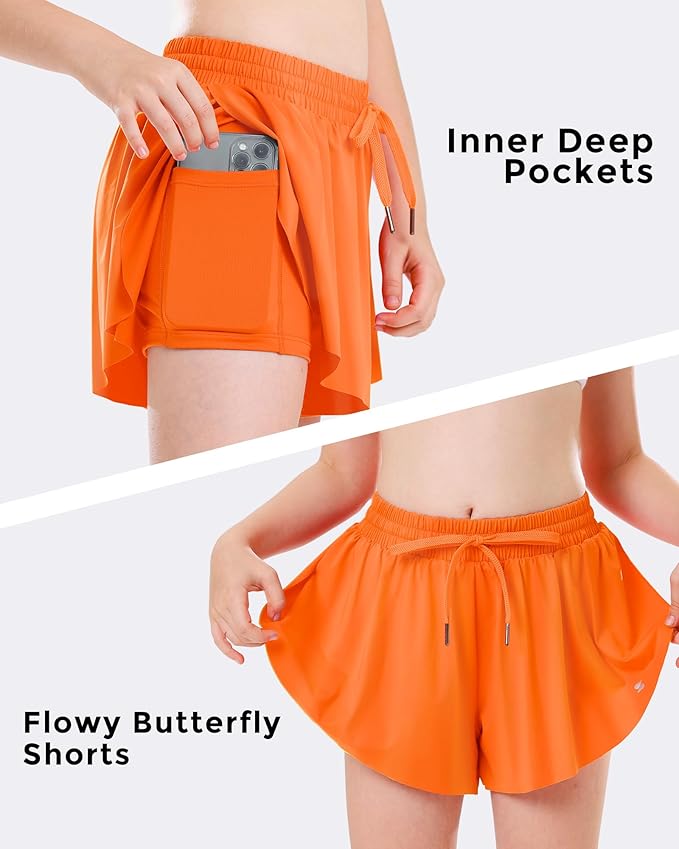 Orange Butterfly Shorts
