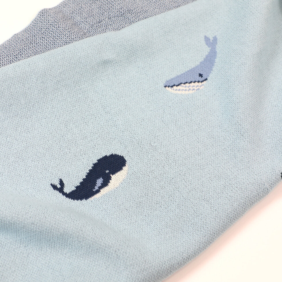 Whales Organic Cotton Knit Baby Blanket