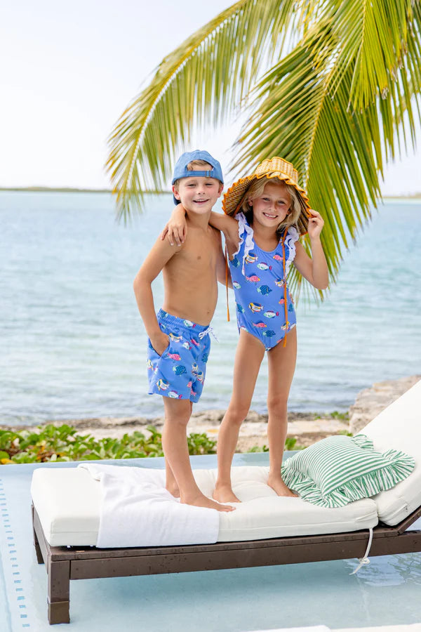 Here Fishy Fishy Ruehling Ruffle Swimsuit