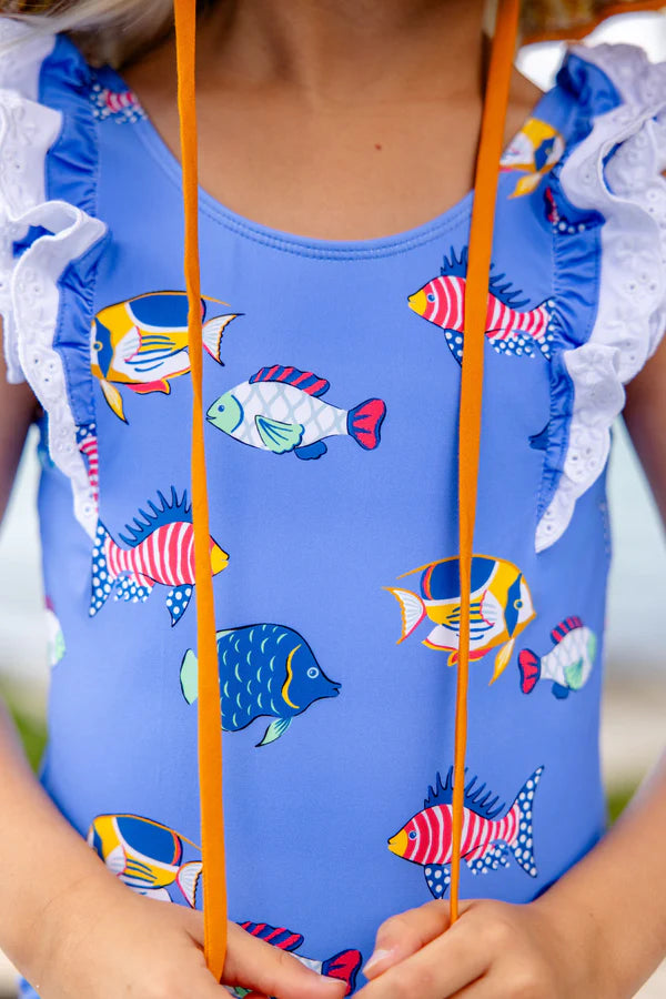 Here Fishy Fishy Ruehling Ruffle Swimsuit