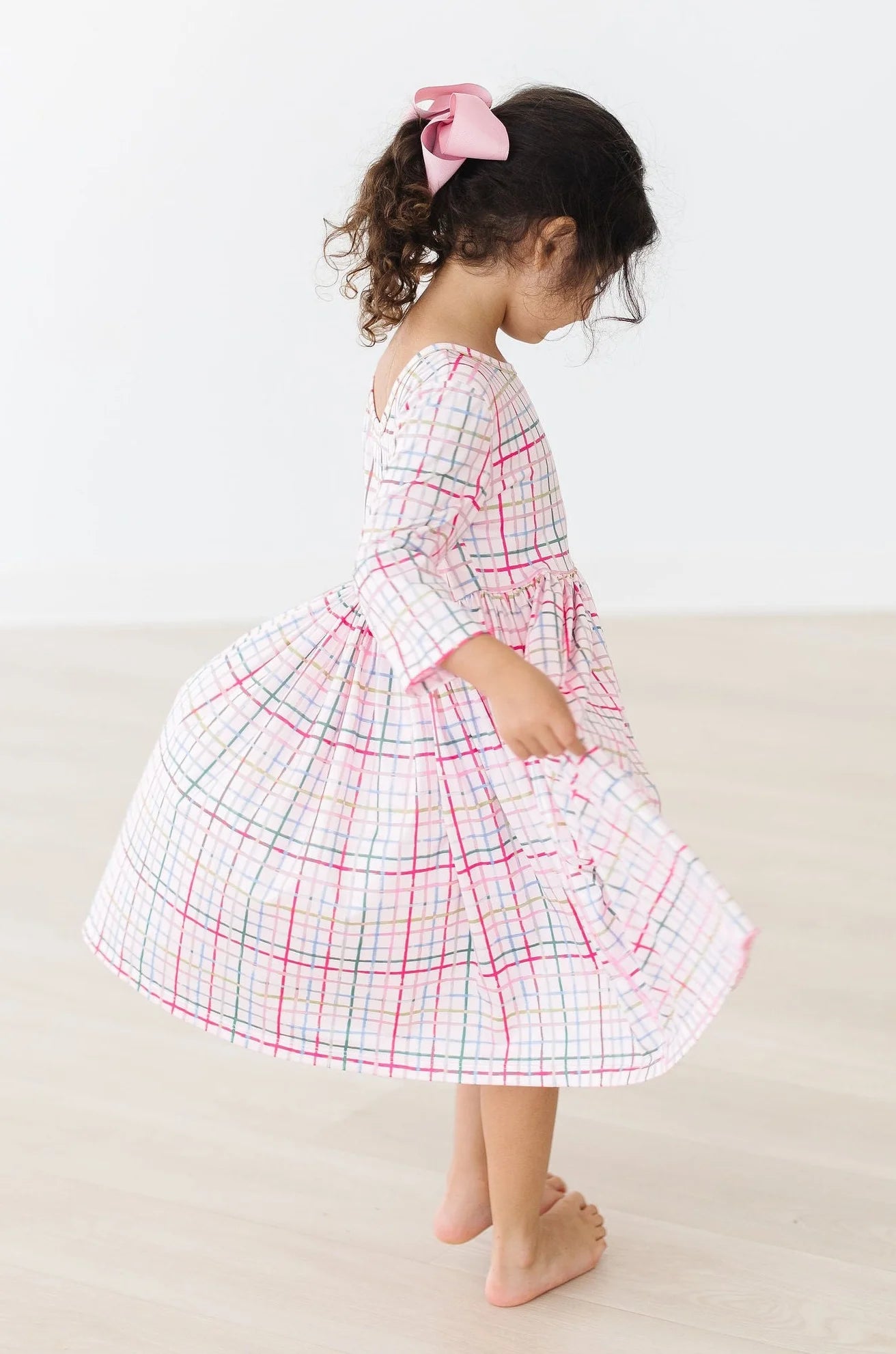 Pink Plaid Pocket Twirl Dress