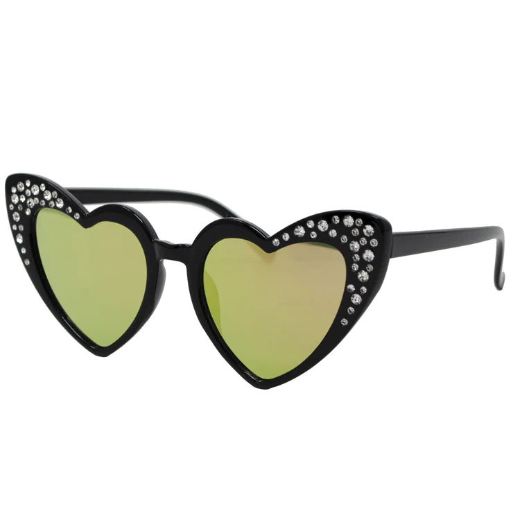 Black Crystal Heart Sunglasses
