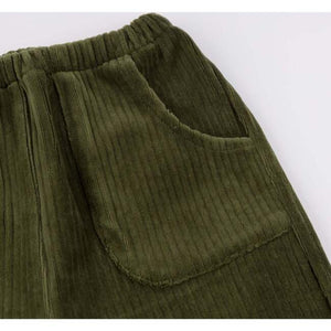 Soft baby boy corduroy pants with elastic waist and pockets