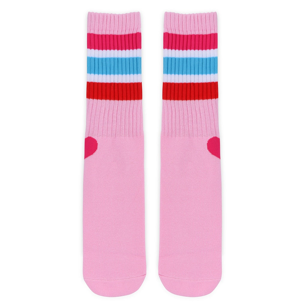 Pink Striped Heart Socks