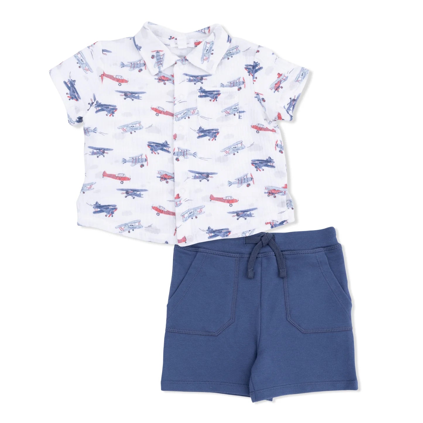 Vintage Planes Polo Button Up with Everyday Short