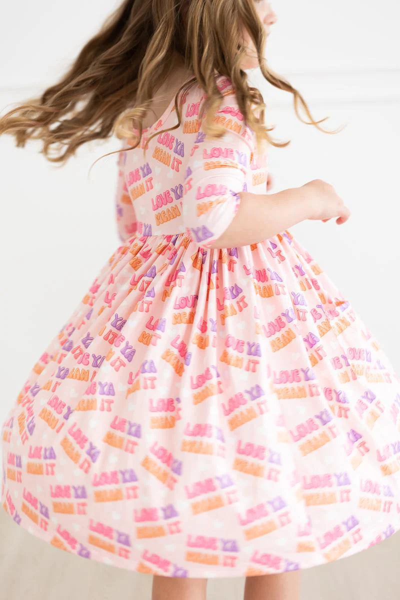 Love Ya, Mean It 3/4 Sleeve Pocket Twirl Dress