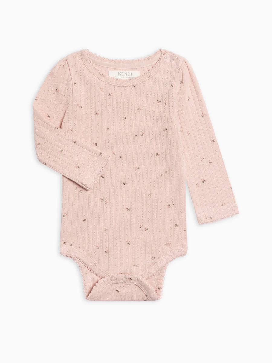 Thea Brushed Back Pointelle Long Sleeve Bodysuit