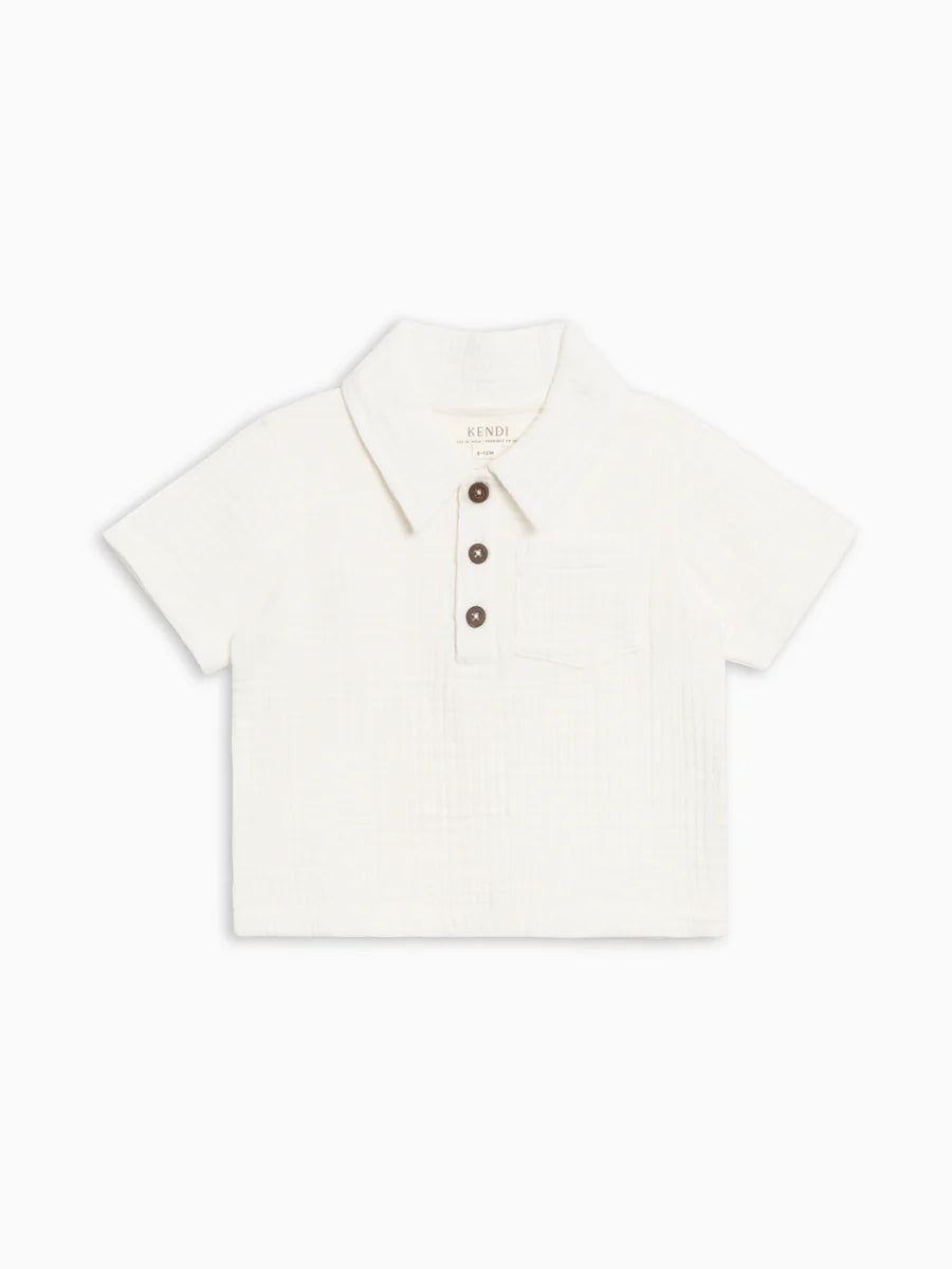 Ezra Muslin Short Sleeve Polo