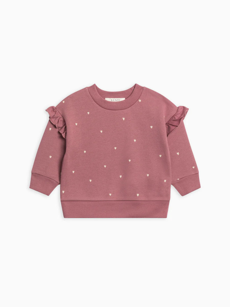 Maude Abbey Fleece Ruffle Sleeve Pullover Sweatshirt