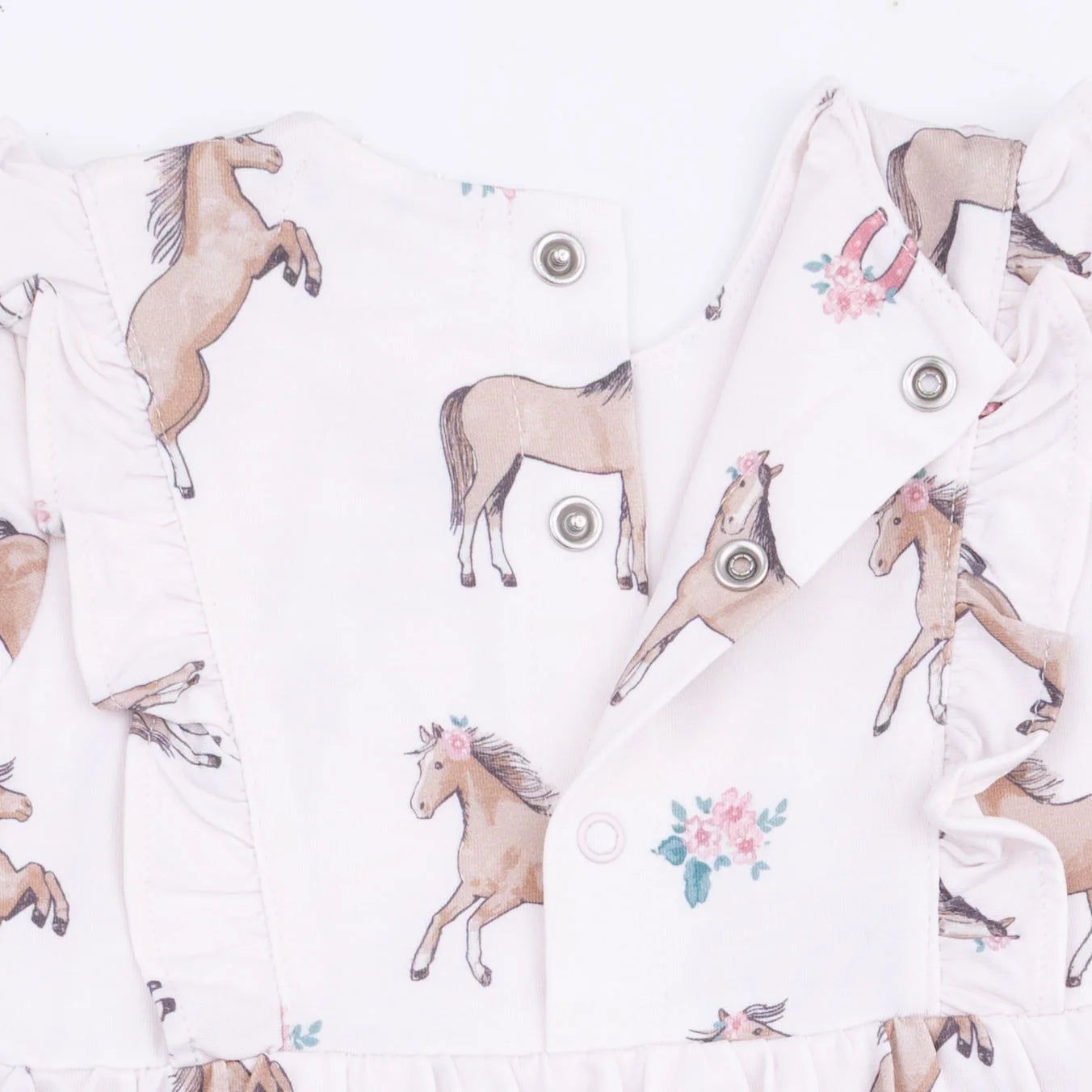 I Love Horses Long Sleeve Ruffle Bodysuit Dress