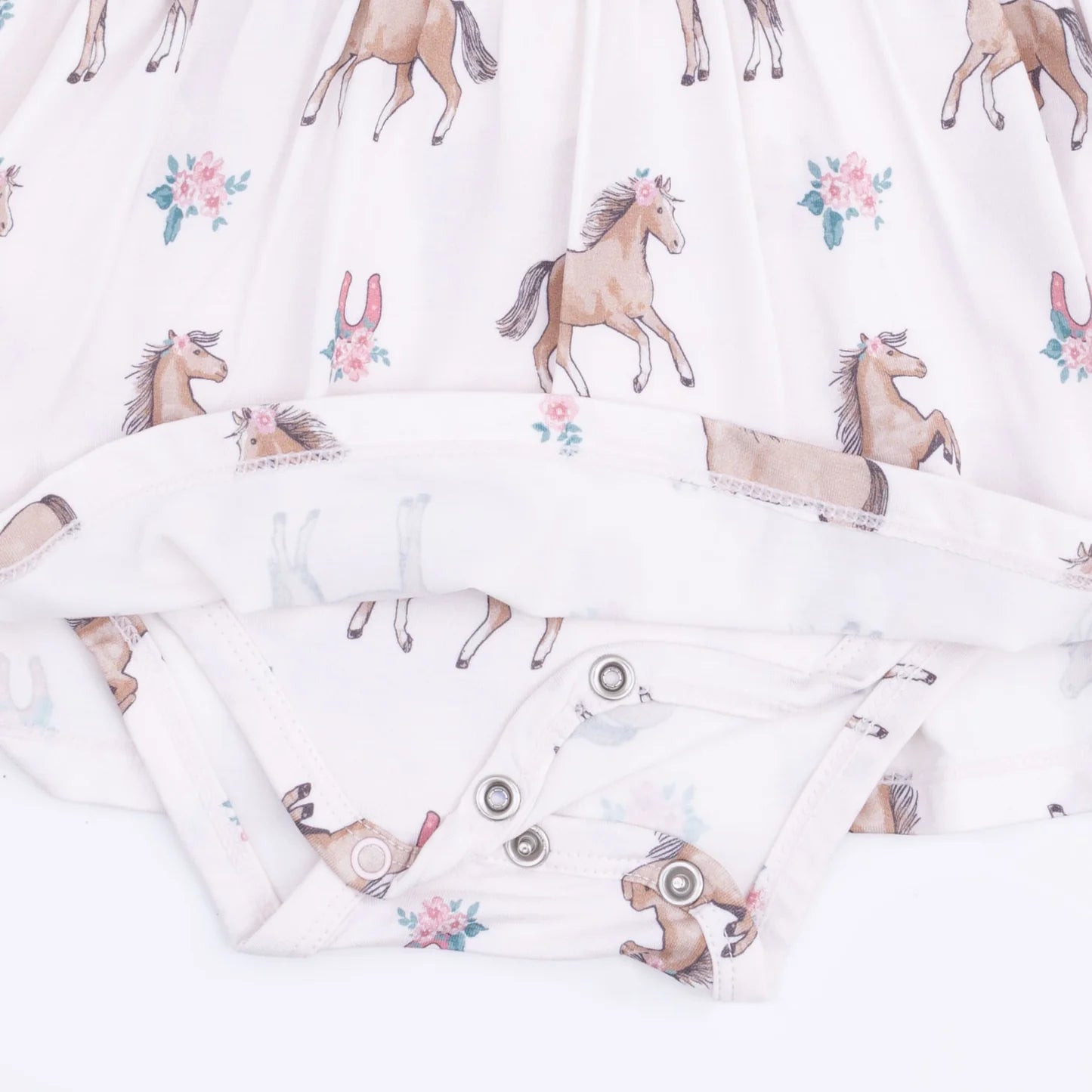 I Love Horses Long Sleeve Ruffle Bodysuit Dress