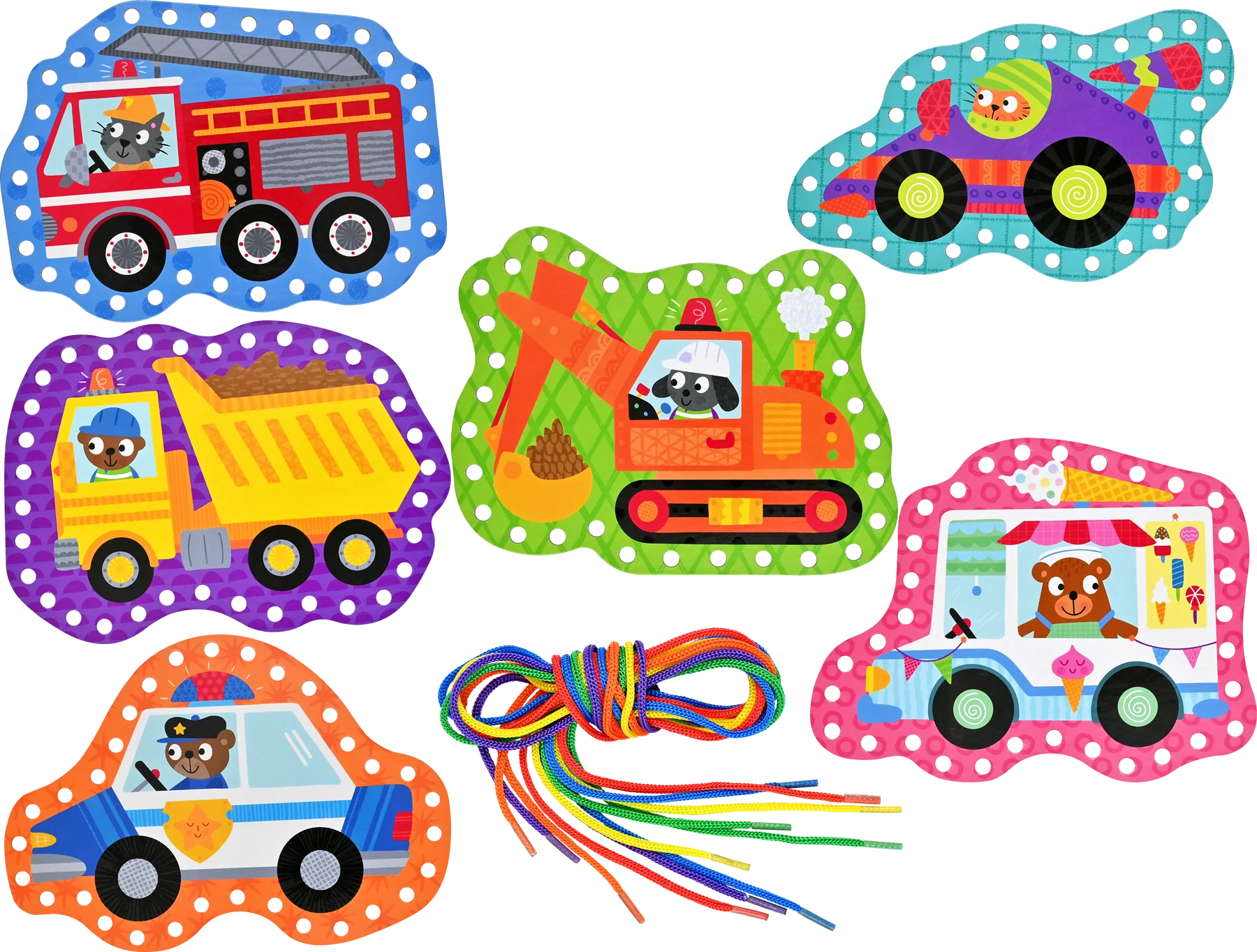 Cars & Trucks Lacing Cards